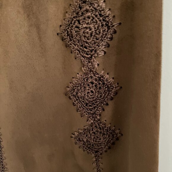 EUC ZARA WOMEN EMBROIDED VEST SLEEVELESS TIE-UP TOP BROWN SIZE S - Picture 5 of 9